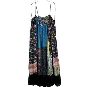 UO Kimchi Blue Mae Patchwork Dress Multicolor Lace Trim Spaghetti Strap Small